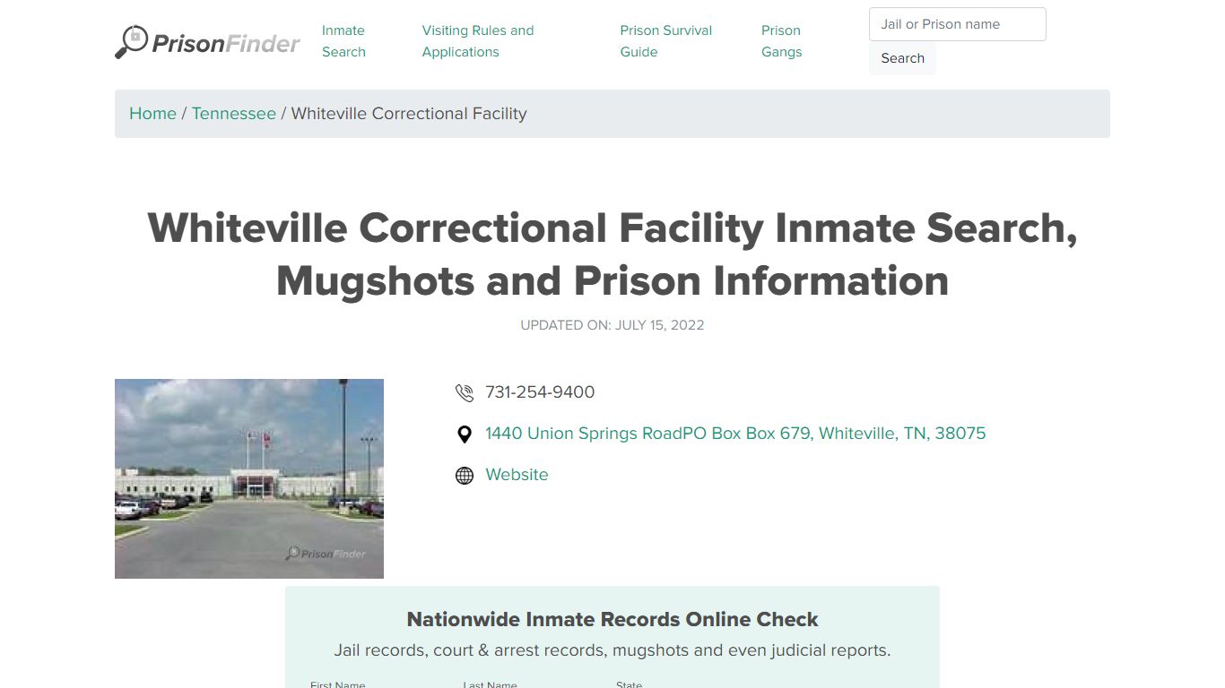 Whiteville Correctional Facility Inmate Search, Mugshots ...