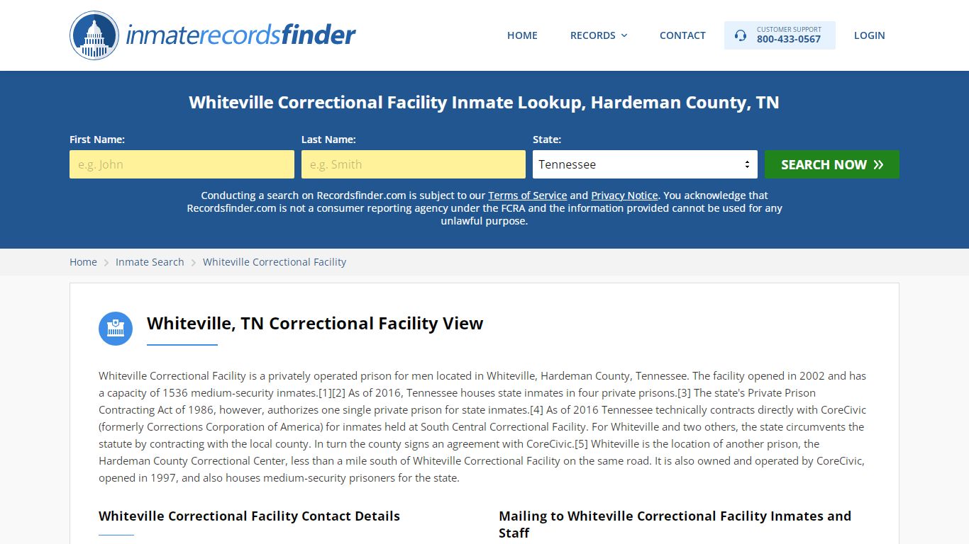 Whiteville Correctional Facility Roster & Inmate Search ...