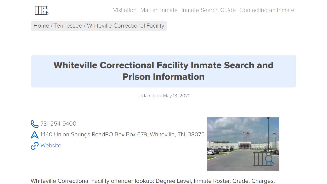 Whiteville Correctional Facility Inmate Search, Visitation ...